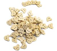 Botones De Oso, 100 Piezas Botón Redondos Madera Para Costura y Decoración Artesanal Color Madera Natural