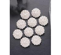 botones de perlas de alta calidad, RedondoFloralDiamanteIncrustadoPerlaMetalBotonesSuéterAbrigoChaquetaCosido a manoBlancoOroAccesorios(White)