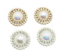 Botones de perlas diamantes imitación, botones, paquete 5, redondos y planos 25 mm for decoración tarjetas boda, ropa bricolaje, multicolor(Mix)