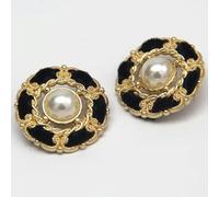 Botones de perlas grandes de 25 mm para abrigo de mujer, de lujo, estilo vintage, para coser, para trajes, chaquetas retro, vestidos, manualidades hechas a mano, color negro, 25 mm, 6 unidades