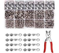 Botones de Presion Corchetes de Presion Metalicos con Alicates 200Set Snaps Metalicos para Costura Ropa de Bebé Bolso de Bricolaje Chaqueta Vaquero Manualidade 9,5 mm (sólido)