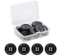 Botones de resina de 25 mm, color negro, 4 agujeros, para manualidades, 22 unidades, redondos, con caja de almacenamiento para ropa, costura, manualidades, decoración