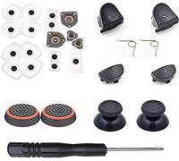 Botones de resorte de gatillo para PS4 L1 R1 L2 R2 + 2 palancas de pulgar + 2 tapas de silicona para joystick + 2 resortes + 1 destornillador + 1 juego de almohadillas de goma conductoras de silicona