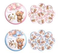 Botones de revelación de género, 20 piezas de 1.7 pulgadas, chico o niña de equipo, insignias de botón de baby shower, color azul y rosa, pin de botones de equipo para regalos de fiesta y suministros