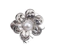 Botones Decorativos Botón for apretar la cintura, reductor de, clip desmontable, alfiler for, sin costuras, botones flores y perlas, broches for pantalones vaqueros(Silver)