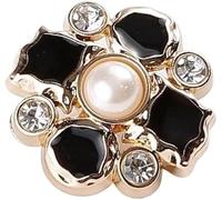 Botones for manualidades, botones for chaqueta, 6 piezas, botones for coser, botones de flores, gemelos de perlas vintage, botón de mercería de repuesto for decoración de camisas y abrigos(Black,22 mm