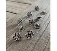 Botones Hartmann 10 piezas de botones de caña delicados y muy pequeños flores de plata vieja mini botones de metal 11mm