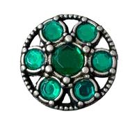 Botones Hartmann llamativos botones de metal plateado viejo con brillo de plástico de piedra de pedrería verde de 17 mm, 22 mm o 28 mm (5 piezas) (28 mm)