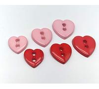 Botones Infantiles en forma de Corazón - Fabricado y Enviado desde España (Rosa y Rojo - Agujeros)