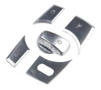 botones interiores pegatinas Compatible Con BMW Para E70 X6 E71 2008-2013 5 Unids/set Pegatinas Interiores De Coche, Pegatina De Perilla De Cubierta De Botón De Interruptor De Faro De Coche Plateado