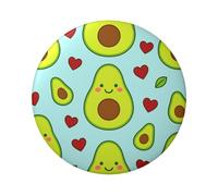Botones laminados con bonito patrón de aguacate de 6 cm, paquete de 5, insignias redondas con acabado brillante y cierre seguro