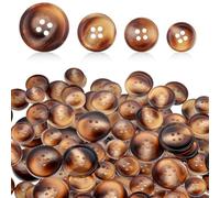 Botones marrones, 50 piezas de botones de resina soplada oscura para costura de 4 agujeros de 4 tamaños, botones de plástico de respaldo plano para ropa, botones redondos grandes para manualidades