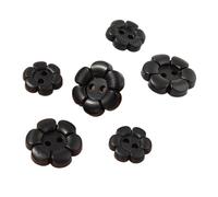 botones metálicos, Botones for coser, 30 unidades, con forma de flor, bonitos botones decorativos for ropa, cárdigans y camisas(Black,11mm)
