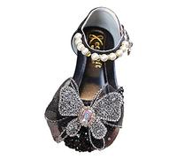 Botones Negro Niñas Zapatos Casuales Zapatos de Cuero Danza Rendimiento Zapatos Redondo Hebilla de Vestido Zapatos Escuela Deportiva 34, Negro , 35.5 EU