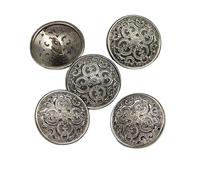 Botones Para Coser 5 botones redondos de metal for costura, accesorios decorativos for ropa, chaquetas y manualidades.(01-Black,20mm)