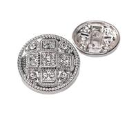 Botones para costura 10 botones con tachuelas de diamante, brillantes, redondos, accesorios for ropa(Silver,15mm)