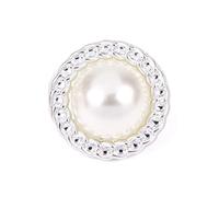 Botones para manualidades, 50 unidades, botones redondos de perlas brillantes, botón de aleación, botón de costura para ropa (plateado, 25 mm)