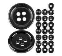 Botones para ropa, 24 piezas, 4 agujeros, Ø 20,3 mm, en negro, de poliéster, talla 32L, botones de resina para chaqueta, abrigo, camisa, polo, botón DIY de resina, botones para lavandería