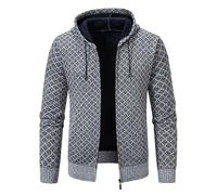 Botones para Suéter con capucha y cárdigan grueso de invierno de forro polar para hombre Chaqueta de invierno Montaña, Light Gray #8, XXL