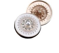 Botones Pedrería 10 botones de lujo con diamantes de imitación y perlas for ropa, accesorios de costura DIY, botones decorativos for ropa, botones de abrigo de moda for mujer(White Gold,25mm-10pcs)