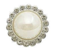 Botones Perla Diamante Botón plateado Redondo Botón decorativo Accesorios, Plata, 22.5mm, 5 piezas