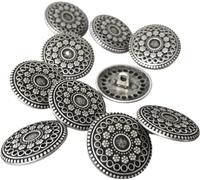 Botones planos de metal plateado envejecido con ojal de 17 mm o 22 mm (10 unidades) (17 mm)