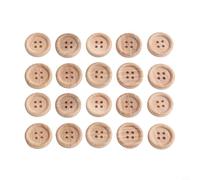 Botones redondos de madera natural, juego de 20 piezas de varios tamaños para ropa y manualidades (18 mm)