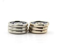 Botones redondos de metal negro con 4 agujeros para coser abrigos, paquete de 10