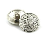 Botones redondos de resina, Botones de Metal huecos, 5 uds., redondos multicolores, decorativos for coser ropa, bricolaje, 14-27mm(Silver,22mm)