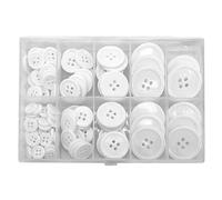 Botones redondos de resina, Botones redondos de resina negra con 4 agujeros, 100 Uds. for coser ropa, manualidades, bricolaje, varios tamaños(White)
