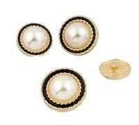 botones vintage, Botones de metal 15-25 mm con perlas for ropa, abrigos, suéteres, accesorios costura, manualidades y más(Gold Black,25mm 10pcs)