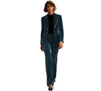 Botong Traje de terciopelo con solapa de pico para mujer, ajustado, con un botón, traje de negocios para el trabajo, graduación, boda, esmoquin, Teal, M