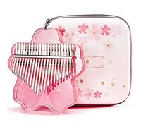 BOTOWI 21 Teclas Kalimba Piano Pulgar Kit, Kalimba de Cristal Transparente Sakura Shape de 17 Teclas con Funda Protectora de Eva, Instrumentos Musicales Profesionales,Pink 21 Keys