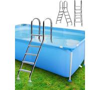 BOTOWI Escalera de Acero Inoxidable para Piscinas elevadas, Escalera para Piscinas elevadas de Alta Resistencia, Escalera para Piscinas de Doble Cara de 4 peldaños, Escaleras Desmontables