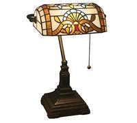 BOTOWI Tiffany Style Bankers lámpara Vintage vitrales lámpara de Mesa mediterránea Luces de Noche para Lectura Dormitorio de Noche cafetería Bar,Baroque