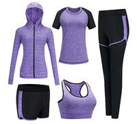 BOTRE Conjunto Chandal Mujer Completo Conjuntos Deportivos para Mujer Deporta Ropa Chándal Traje Deportivo de jogging Yoga Set Conjunto de Gimnasio Ejercicio Entrenamiento Fitness Tenis (#Púrpura, S)