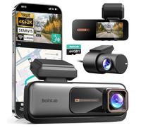 BOTSLAB Starvis 4K - Cámara de salpicadero para coche (parte delantera y trasera, WiFi, GPS, ADAS, control por voz, tarjeta gratuita de 64 GB, visión nocturna, WDR, IPS de 2,45", vigilancia de