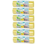 Bottari 60 bolsas de basura de 110 l, 70 x 110 cm, con cordones de cierre, amarillos, para recogida selectiva seca, bolsas para basura resistentes y recicladas, 6 rollos de 10 unidades