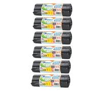 Bottari 60 bolsas de basura de 110 l, 70 x 110 cm, con cordones de cierre, color negro, bolsas para basura resistentes y recicladas, 6 rollos de 10 unidades