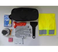 BOTTARI - KIT DE EMERGENCIA EN CARRETERA - BALIZA V16 GELOCALIZABLE, MARTILLO DE SEGURIDAD, CHALECO REFLECTANTE, RASQUETA RASCA HIELO, GUANTES Y PONCHO IMPERMEABLE.