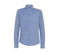 Bottega Del Sarto Camisa Azul Claro Super Slim Fit de Algodón Elástico con Cuello de Tiburón en Calidad de Sastre, azul claro, 42