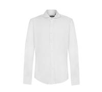 Bottega del Sarto Camisa Blanca Super Slim Fit de Jersey de Algodón Elástico con Cuello Francés Sartorial, Color blanco., 42