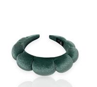 Bottega della Principessa - Diadema de Maquillaje Mujer de Terciopelo para Skincare y Beauty Routine, Accesorio Spa con Estuche de Organza (Verde laguna)