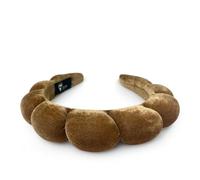 Bottega della Principessa - Diadema de Maquillaje Mujer de Terciopelo para Skincare y Beauty Routine, Accesorio Spa con Estuche de Organza (Color camel)