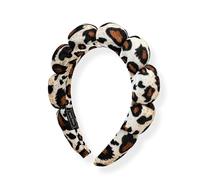 Bottega della Principessa - Diadema de Maquillaje Mujer de Terciopelo para Skincare y Beauty Routine, Accesorio Spa con Estuche de Organza (Leopardo)