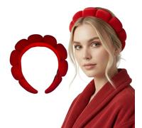 Bottega della Principessa - Diadema de Maquillaje Mujer de Terciopelo para Skincare y Beauty Routine, Accesorio Spa con Estuche de Organza (Rojo)