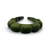 Bottega della Principessa - Diadema de Maquillaje Mujer de Terciopelo para Skincare y Beauty Routine, Accesorio Spa con Estuche de Organza (Verde militar)