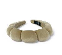 Bottega della Principessa - Diadema de Maquillaje Mujer de Terciopelo para Skincare y Beauty Routine, Accesorio Spa con Estuche de Organza (Khaki)