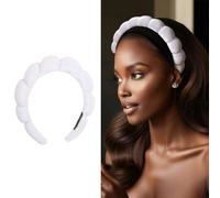 Bottega della Principessa - Diadema de Maquillaje Mujer de Terciopelo para Skincare y Beauty Routine, Accesorio Spa con Estuche de Organza (Blanco)