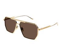 Bottega Veneta Hombre Bottega Veneta BV1012S 003 Gafas de sol Metal Oro Marrón Piloto Normal